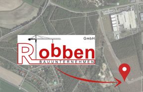 Standort des Bauunternehmen Robben auf einer von oben abgebildeten Karte