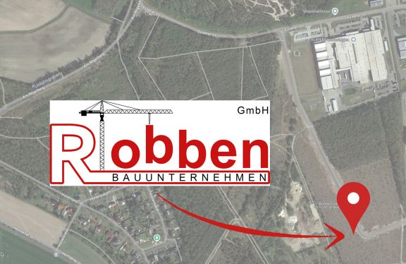 Standort des Bauunternehmen Robben auf einer von oben abgebildeten Karte