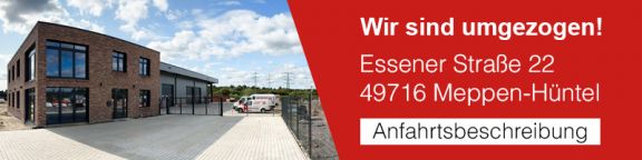 Banner auf dem das B&uuml;rogeb&auml;ude abgebildet ist mit der Adresse "Essener Stra&szlig;e 22"